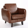Ergonomic Brown Linen Loose Back Wood Frame Arm Chair Image - 12