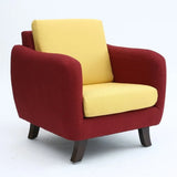 Ergonomic Brown Linen Loose Back Wood Frame Arm Chair Image - 16