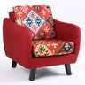 Ergonomic Brown Linen Loose Back Wood Frame Arm Chair Image - 3