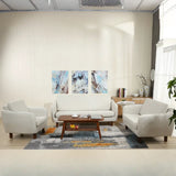Ergonomic Brown Linen Loose Back Wood Frame Arm Chair Image - 8