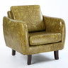 Ergonomic Brown Linen Loose Back Wood Frame Arm Chair Image - 9