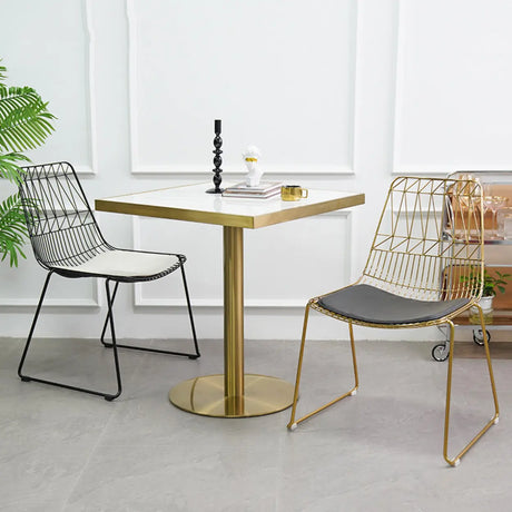 Ergonomic Curved Open Wireframe Metal Dining Chair Image - 1