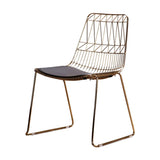 Ergonomic Curved Open Wireframe Metal Dining Chair Image - 3