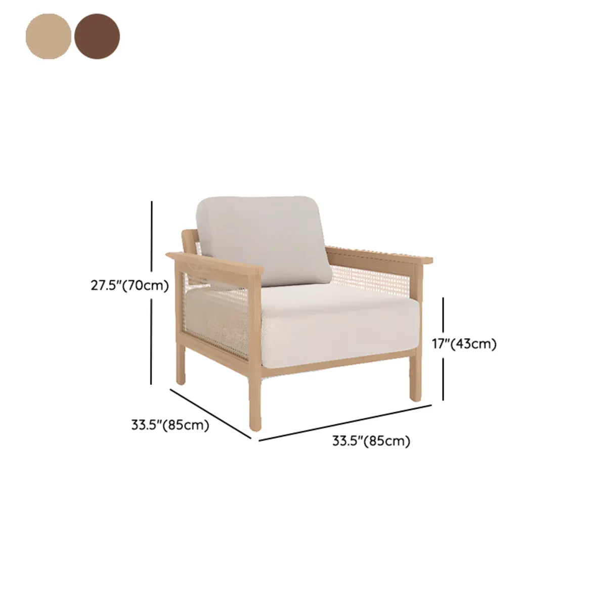 Ergonomic Faux Cotton Linen Tight Back Arm Chair 