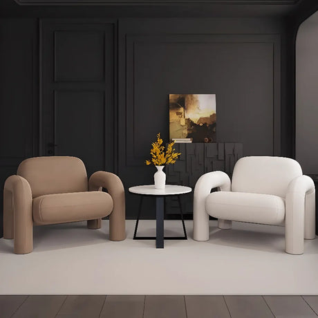 Ergonomic Flannel Fixed Back Foam Fill Arm Chair Image - 1