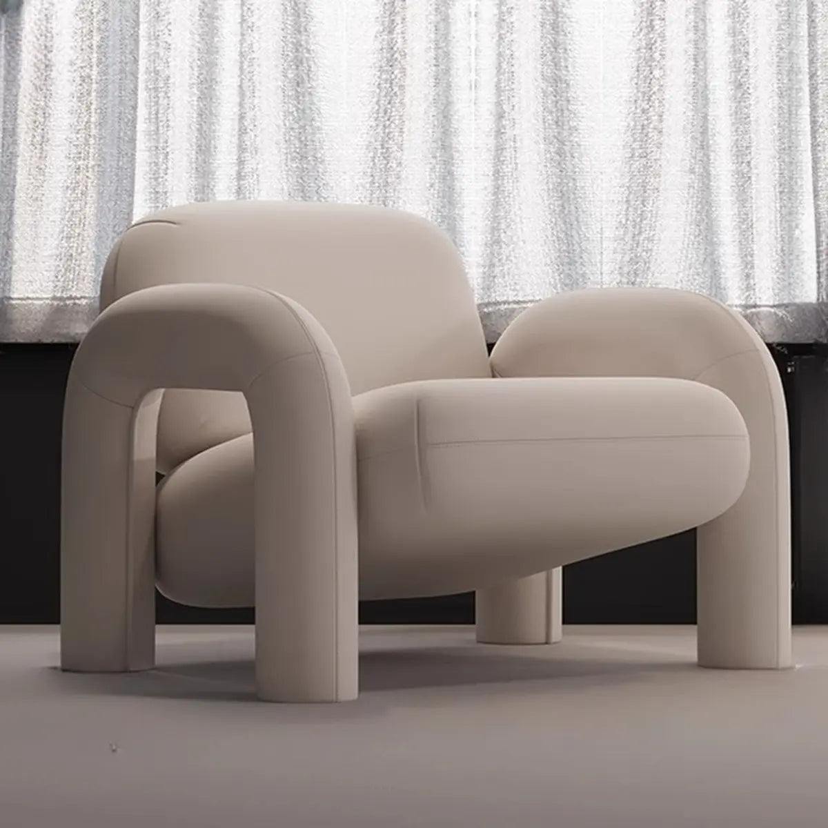 Ergonomic Flannel Fixed Back Foam Fill Arm Chair Image - 2