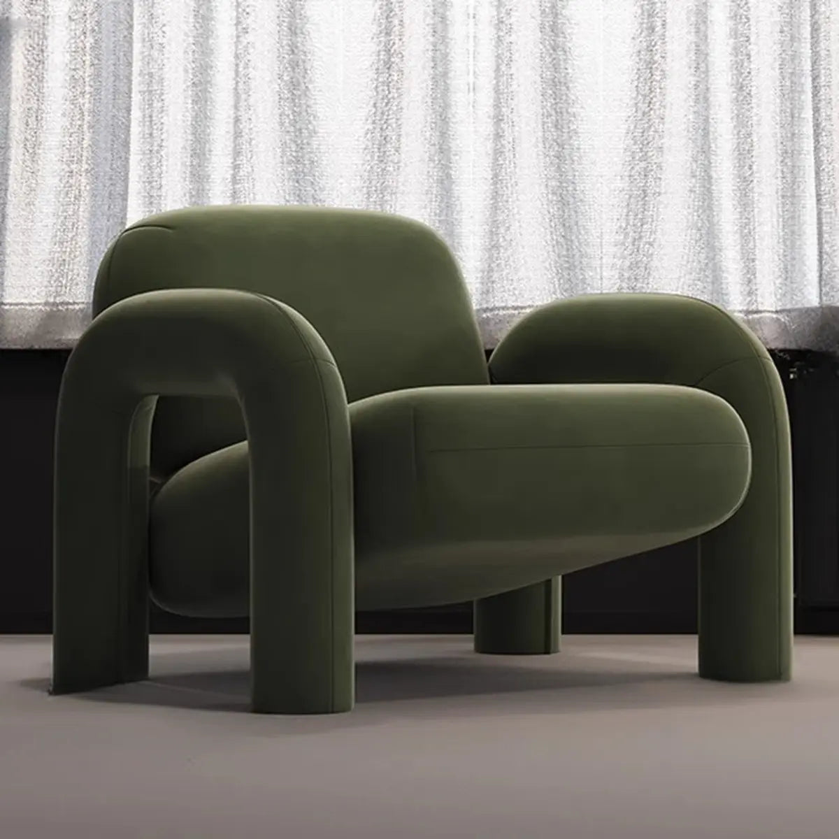 Ergonomic Flannel Fixed Back Foam Fill Arm Chair Image - 5