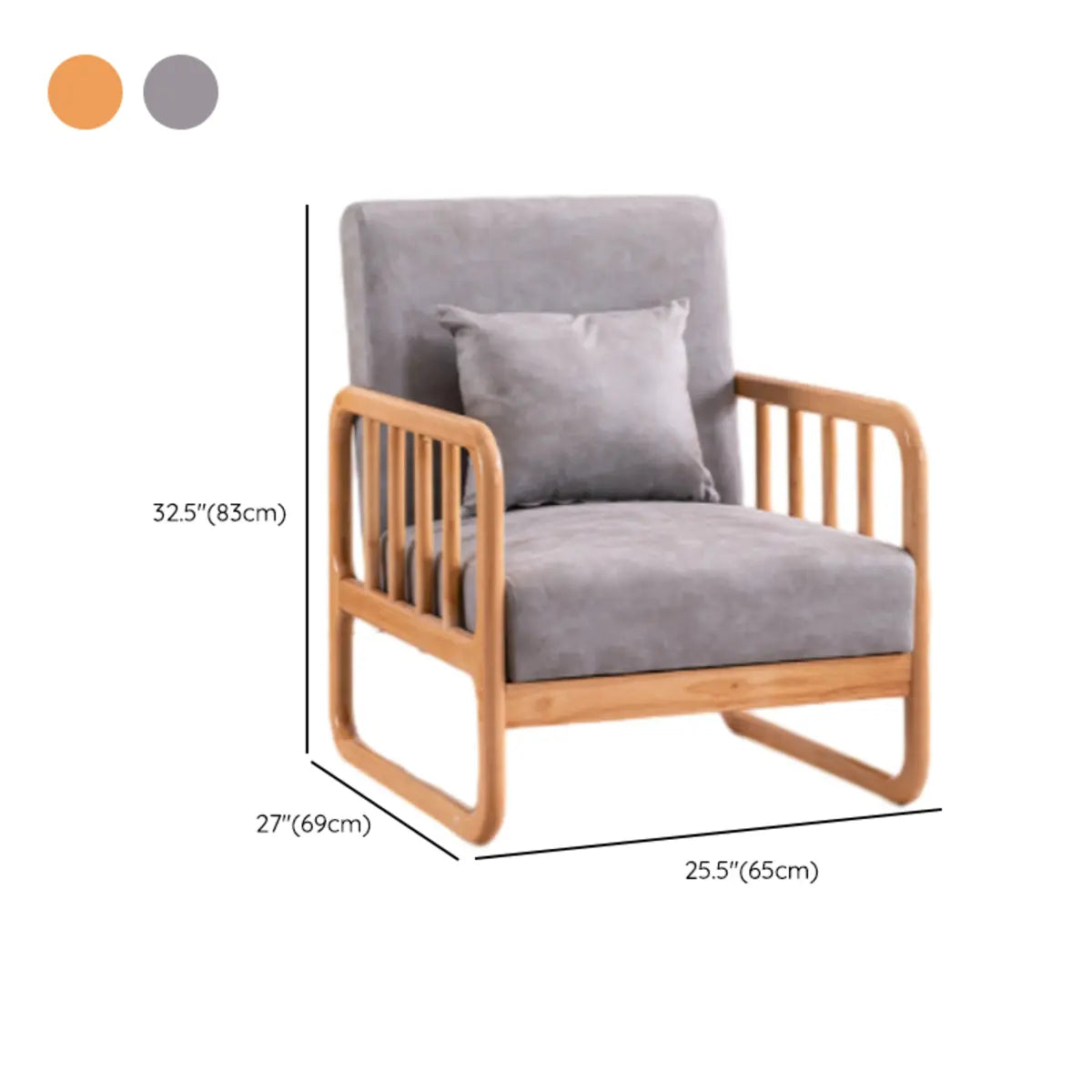 Ergonomic Gray Cotton Linen Sled Arm Chair with Pillow Image - 10
