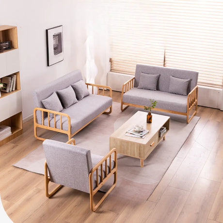 Ergonomic Gray Cotton Linen Sled Arm Chair with Pillow Image - 2