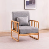 Ergonomic Gray Cotton Linen Sled Arm Chair with Pillow Image - 4
