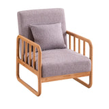 Ergonomic Gray Cotton Linen Sled Arm Chair with Pillow Image - 5