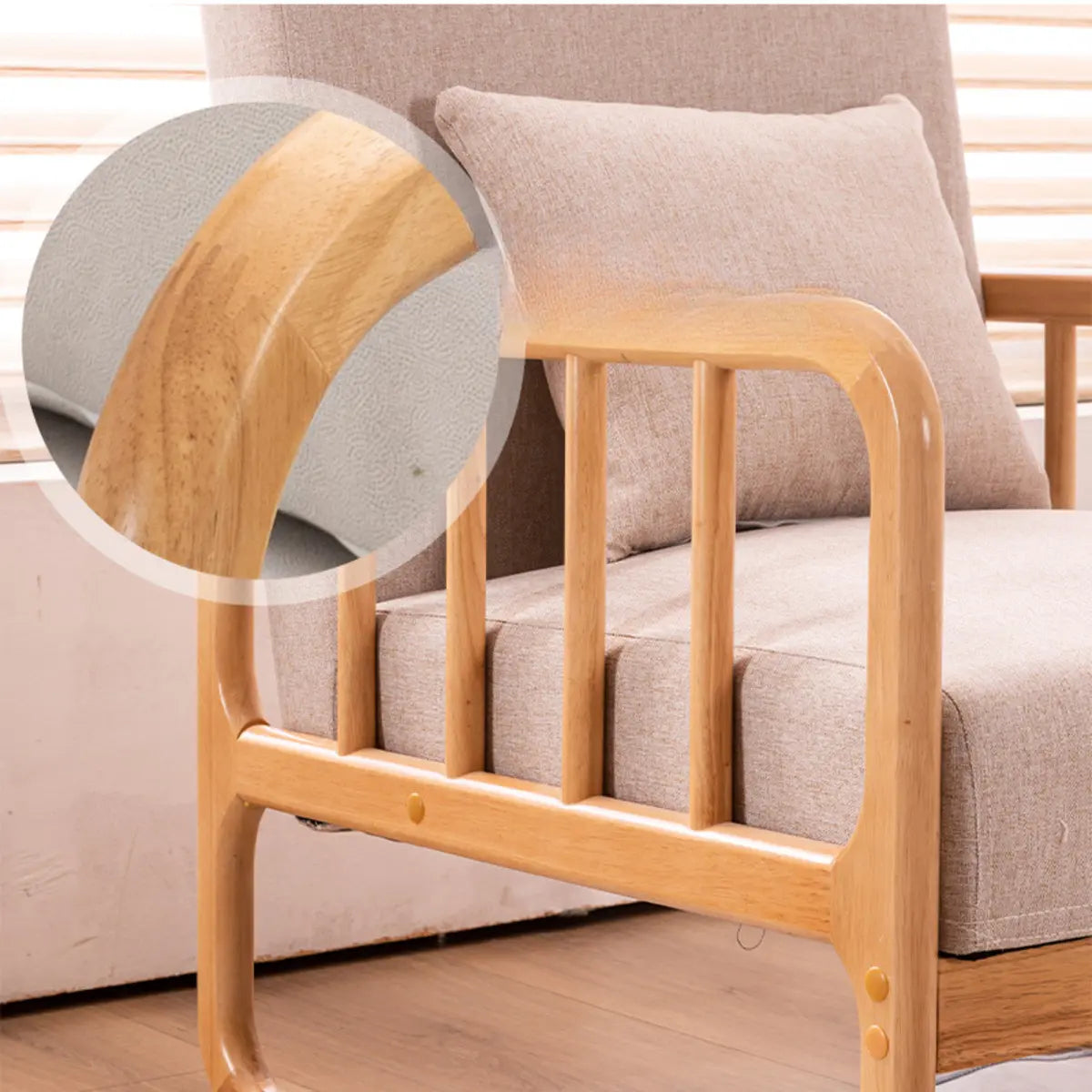 Ergonomic Gray Cotton Linen Sled Arm Chair with Pillow Image - 8