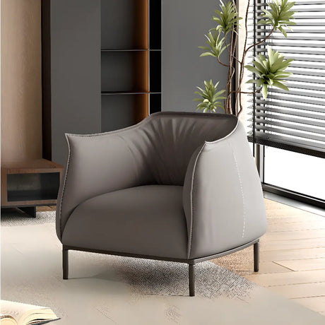 Ergonomic Gray Water Resistant Leather Accent Chair Image - 1