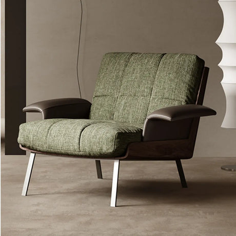 Ergonomic Green Cotton Linen Flared Arm Lounge Chair Image - 1