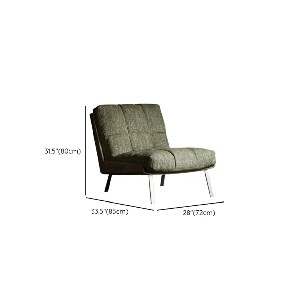 Ergonomic Green Cotton Linen Flared Arm Lounge Chair 