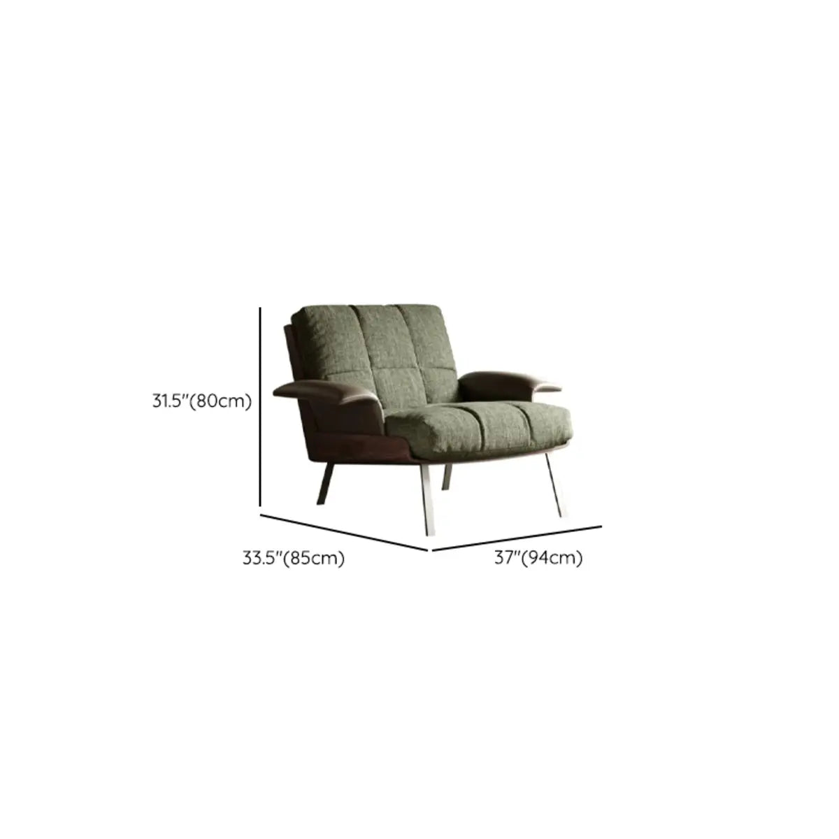 Ergonomic Green Cotton Linen Flared Arm Lounge Chair Image - 12