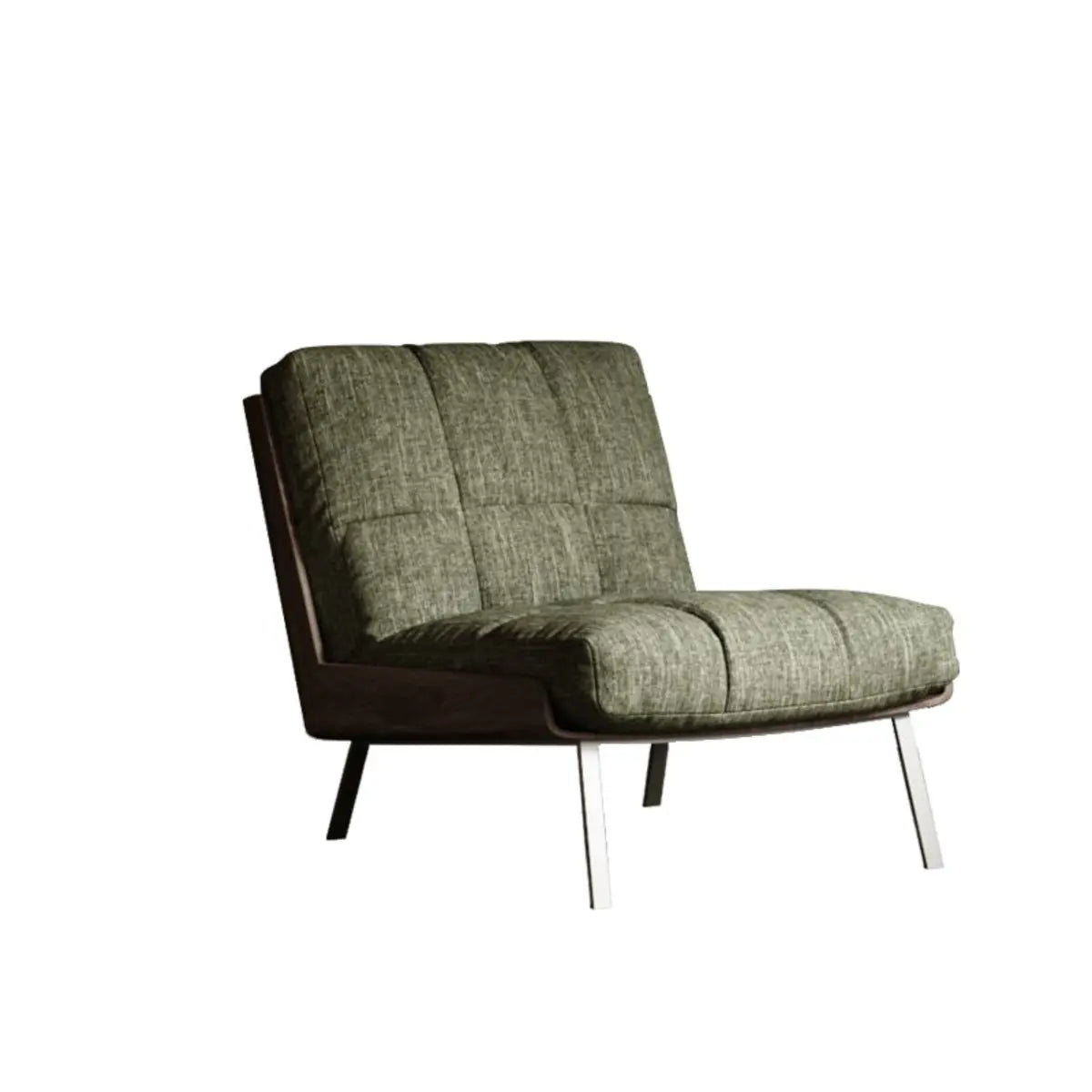 Ergonomic Green Cotton Linen Flared Arm Lounge Chair Image - 2