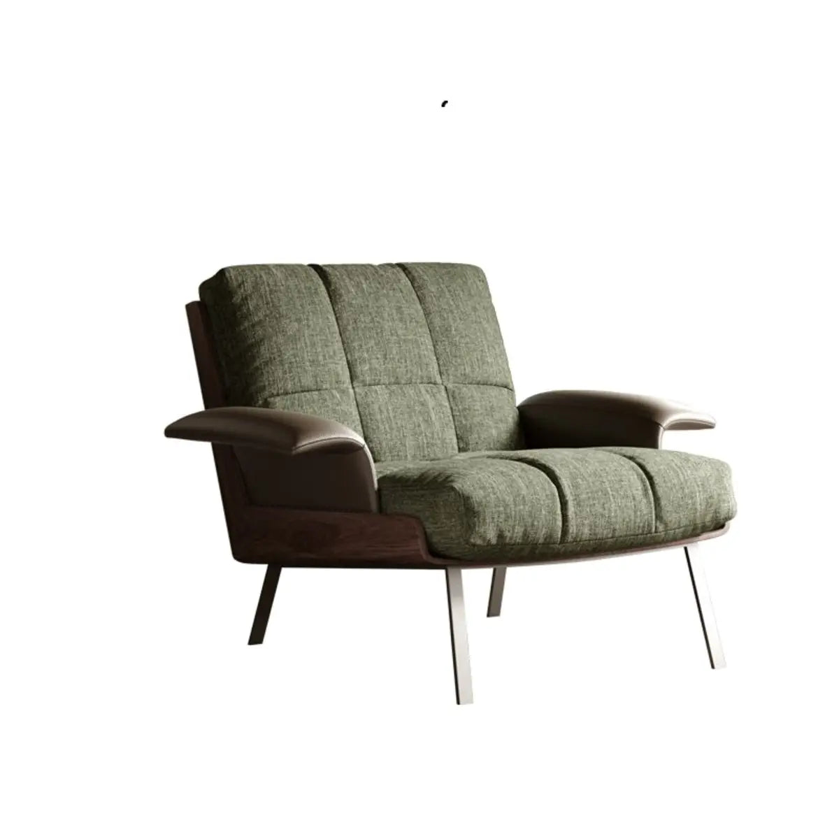 Ergonomic Green Cotton Linen Flared Arm Lounge Chair Image - 3