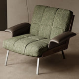 Ergonomic Green Cotton Linen Flared Arm Lounge Chair Image - 5