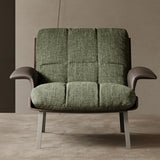 Ergonomic Green Cotton Linen Flared Arm Lounge Chair Image - 6