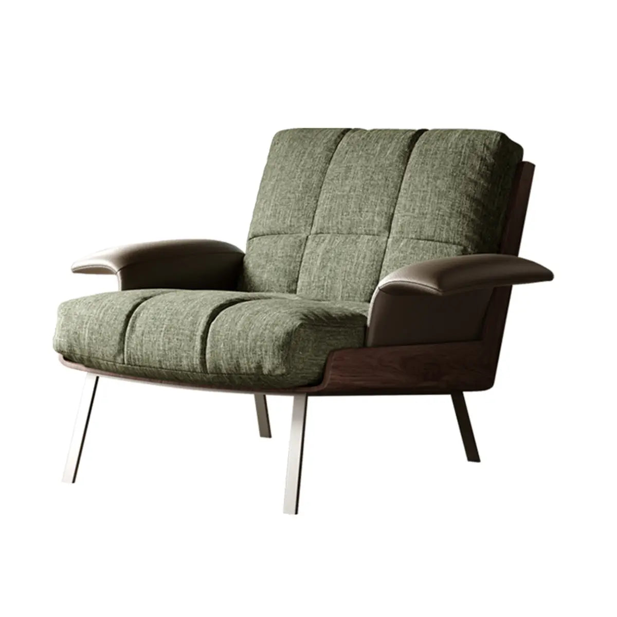 Ergonomic Green Cotton Linen Flared Arm Lounge Chair Image - 7