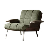 Ergonomic Green Cotton Linen Flared Arm Lounge Chair Image - 7
