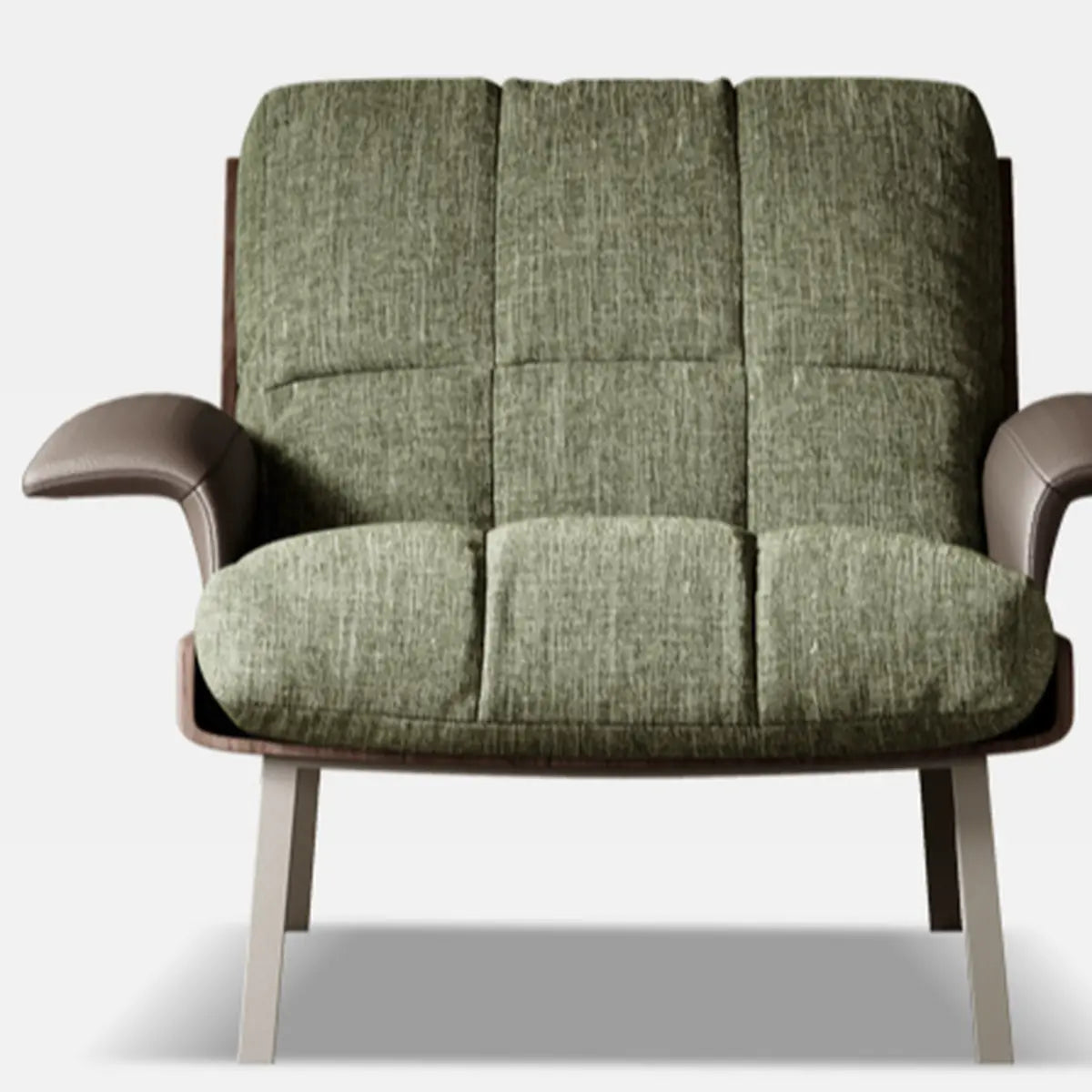Ergonomic Green Cotton Linen Flared Arm Lounge Chair Image - 8