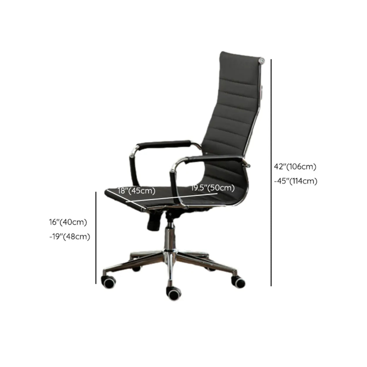 Ergonomic High-Back Black Mesh Leather Office Chair Image - 29