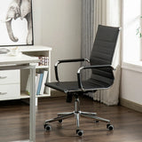 Ergonomic High-Back Black Mesh Leather Office Chair Image - 13