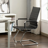 Ergonomic High-Back Black Mesh Leather Office Chair Image - 17
