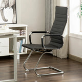 Ergonomic High-Back Black Mesh Leather Office Chair Image - 18