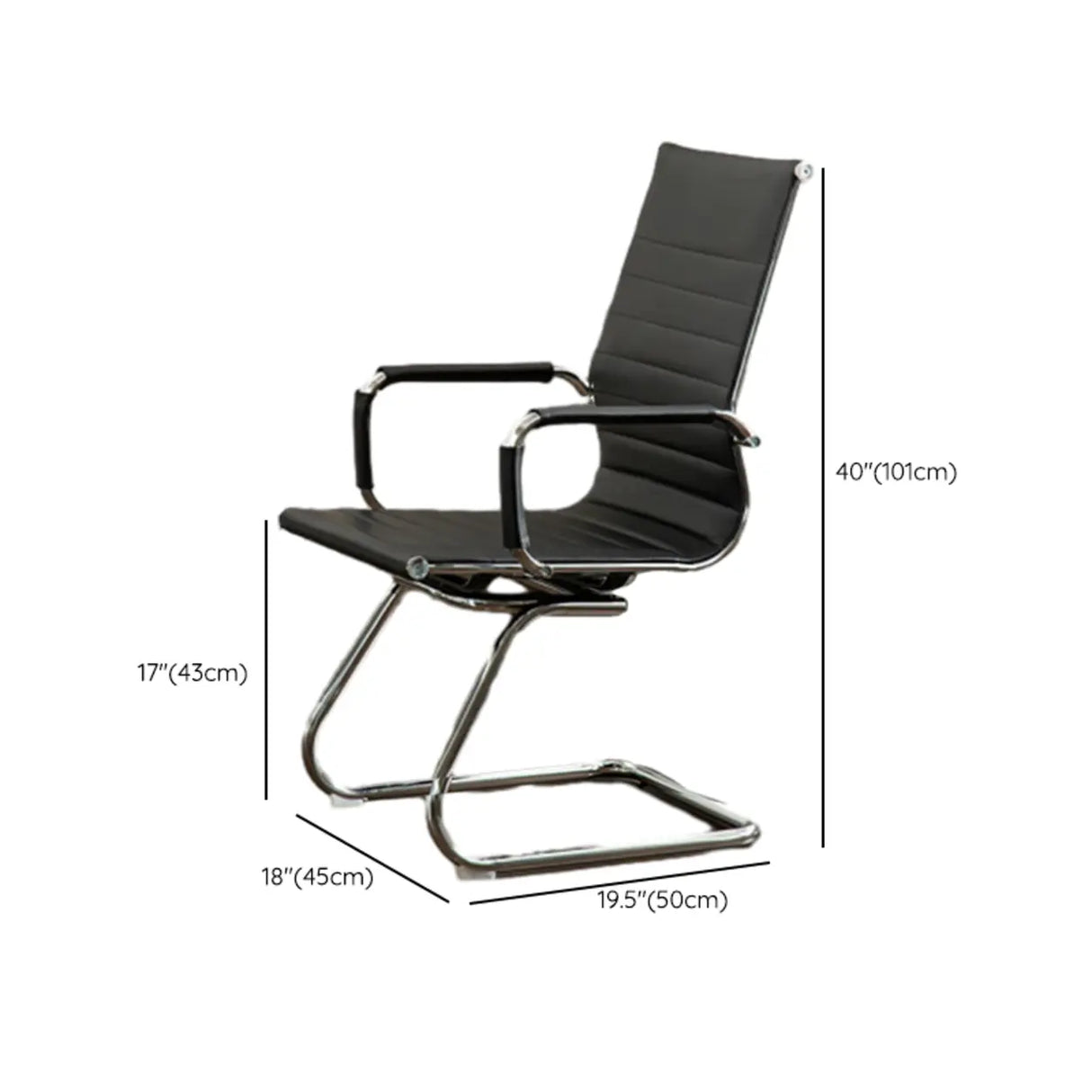 Ergonomic High-Back Black Mesh Leather Office Chair Image - 22