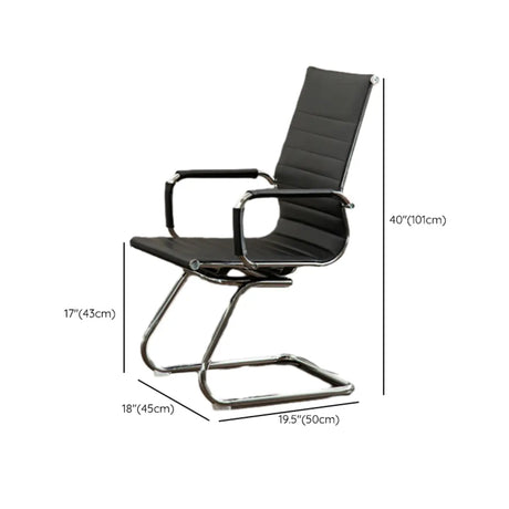 Ergonomic High-Back Black Mesh Leather Office Chair Image - 22