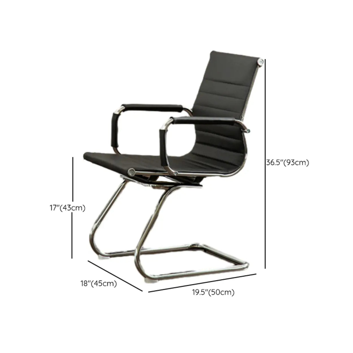Ergonomic High-Back Black Mesh Leather Office Chair Image - 20