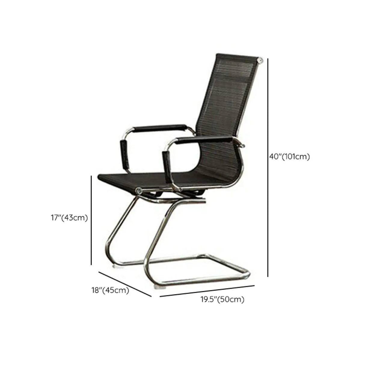 Ergonomic High-Back Black Mesh Leather Office Chair Image - 21