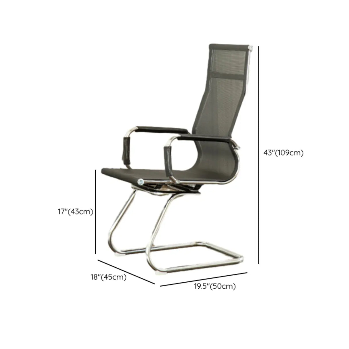 Ergonomic High-Back Black Mesh Leather Office Chair Image - 23