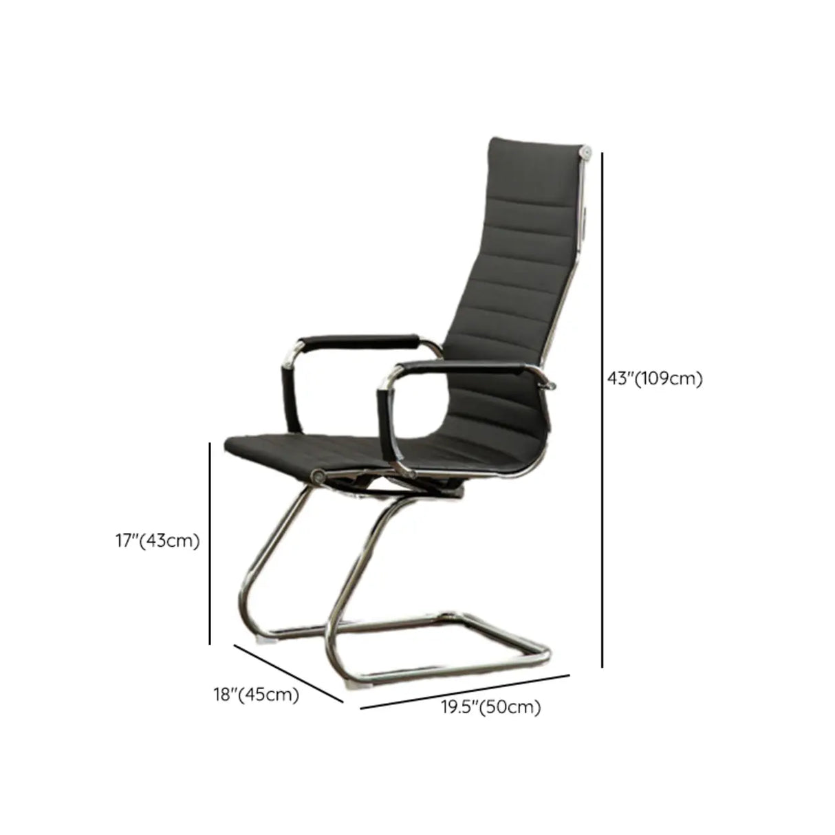 Ergonomic High-Back Black Mesh Leather Office Chair Image - 24