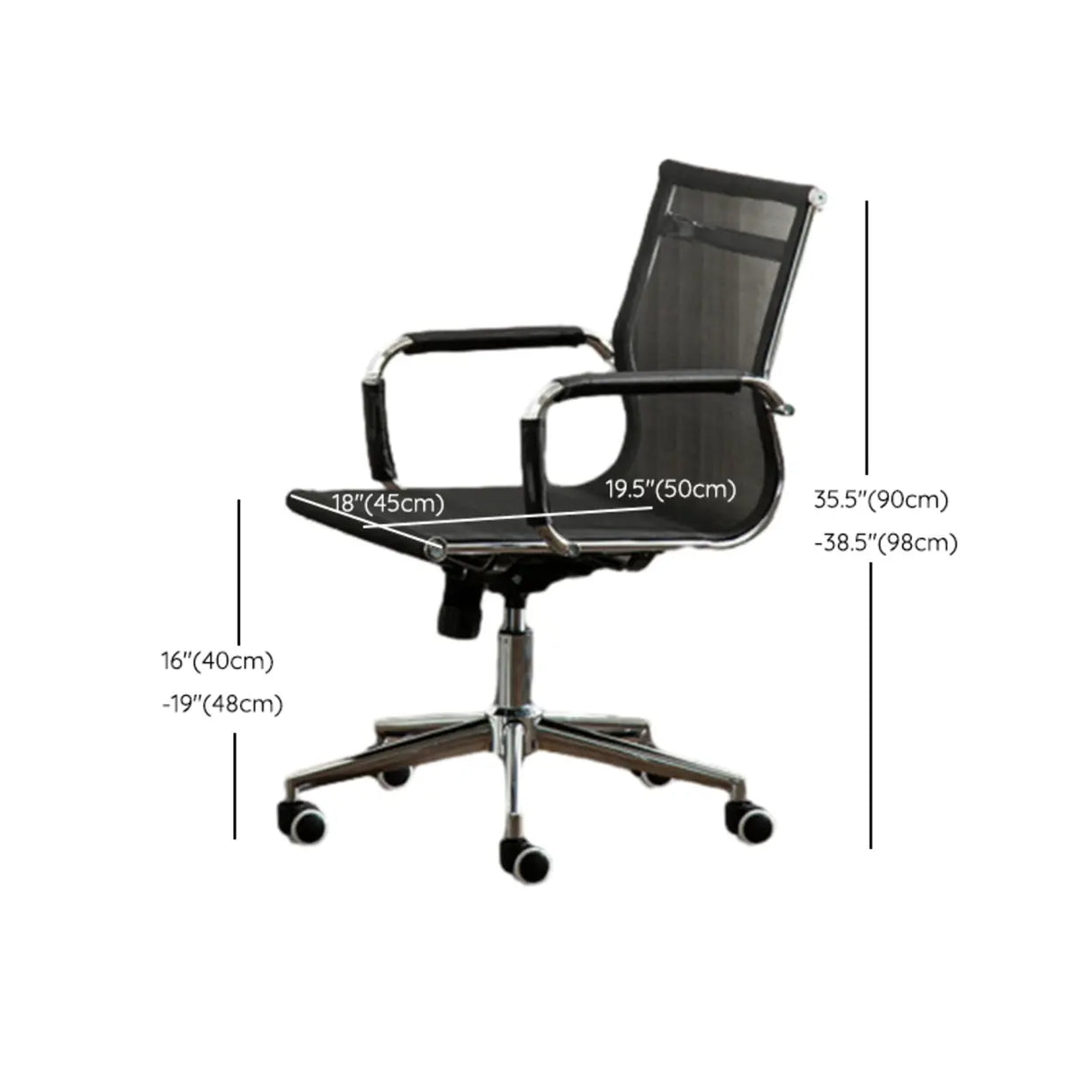 Ergonomic High-Back Black Mesh Leather Office Chair Image - 25
