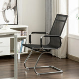 Ergonomic High-Back Black Mesh Leather Office Chair Image - 7