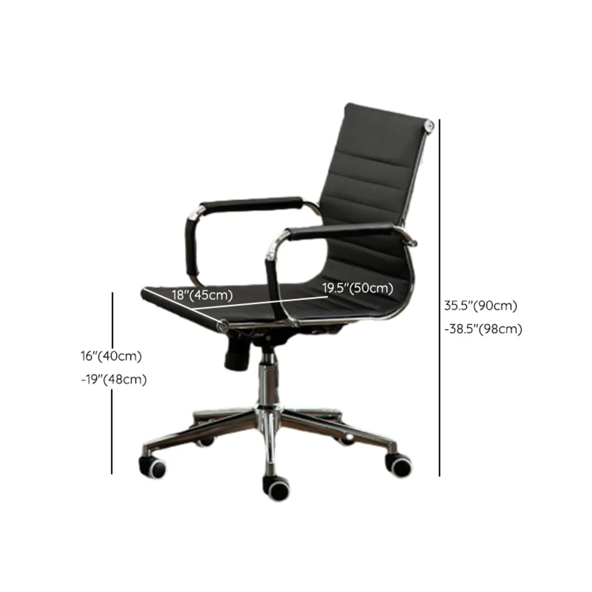 Ergonomic High-Back Black Mesh Leather Office Chair Image - 26