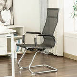 Ergonomic High-Back Black Mesh Leather Office Chair Image - 9