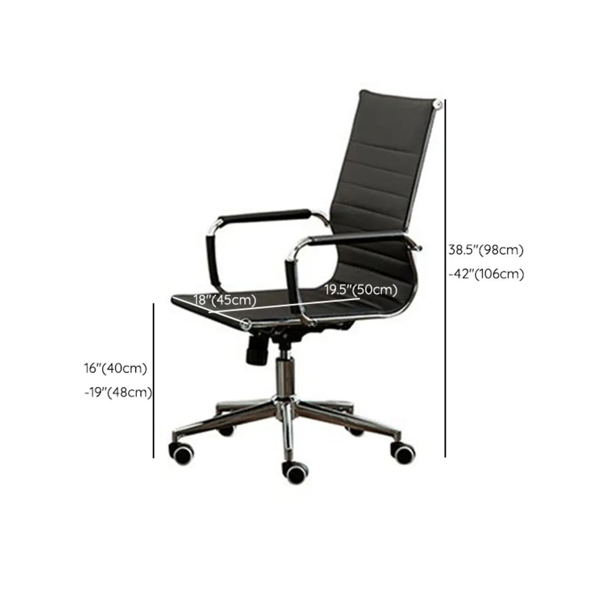 Ergonomic High-Back Black Mesh Leather Office Chair Image - 28