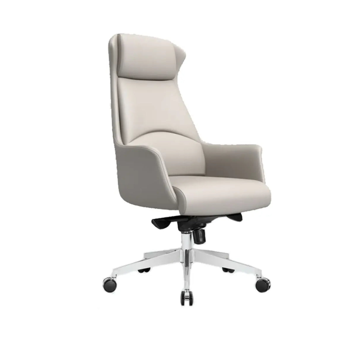 Ergonomic High-Back Leather Silver Frame Office Chair Image - 10