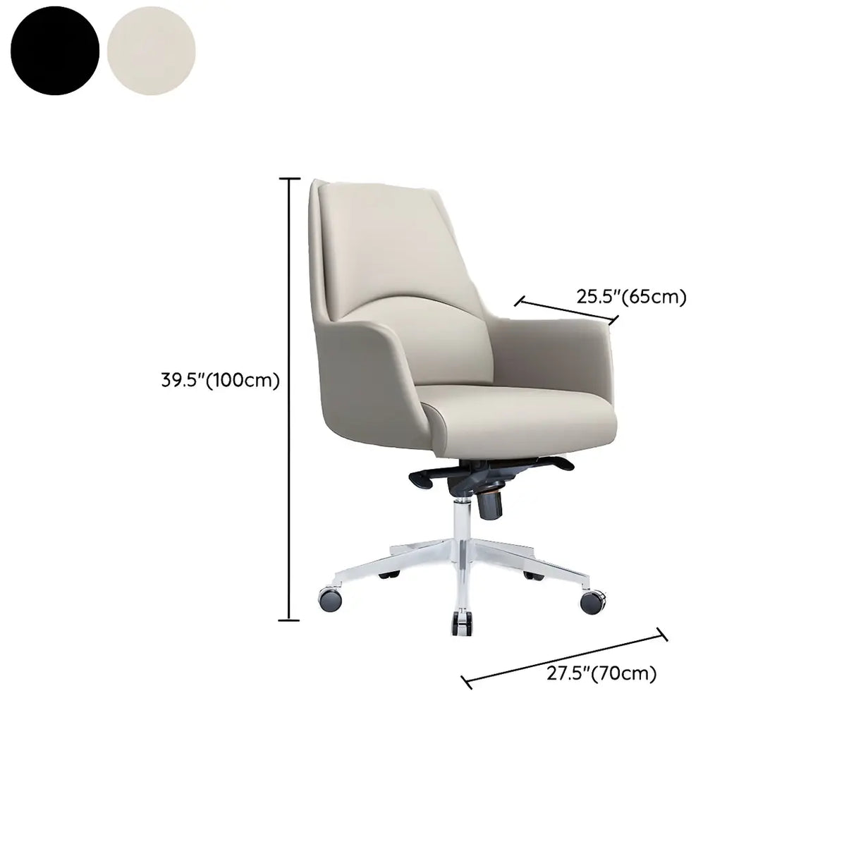 Ergonomic High-Back Leather Silver Frame Office Chair Image - 15