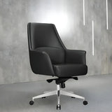 Ergonomic High-Back Leather Silver Frame Office Chair Image - 3