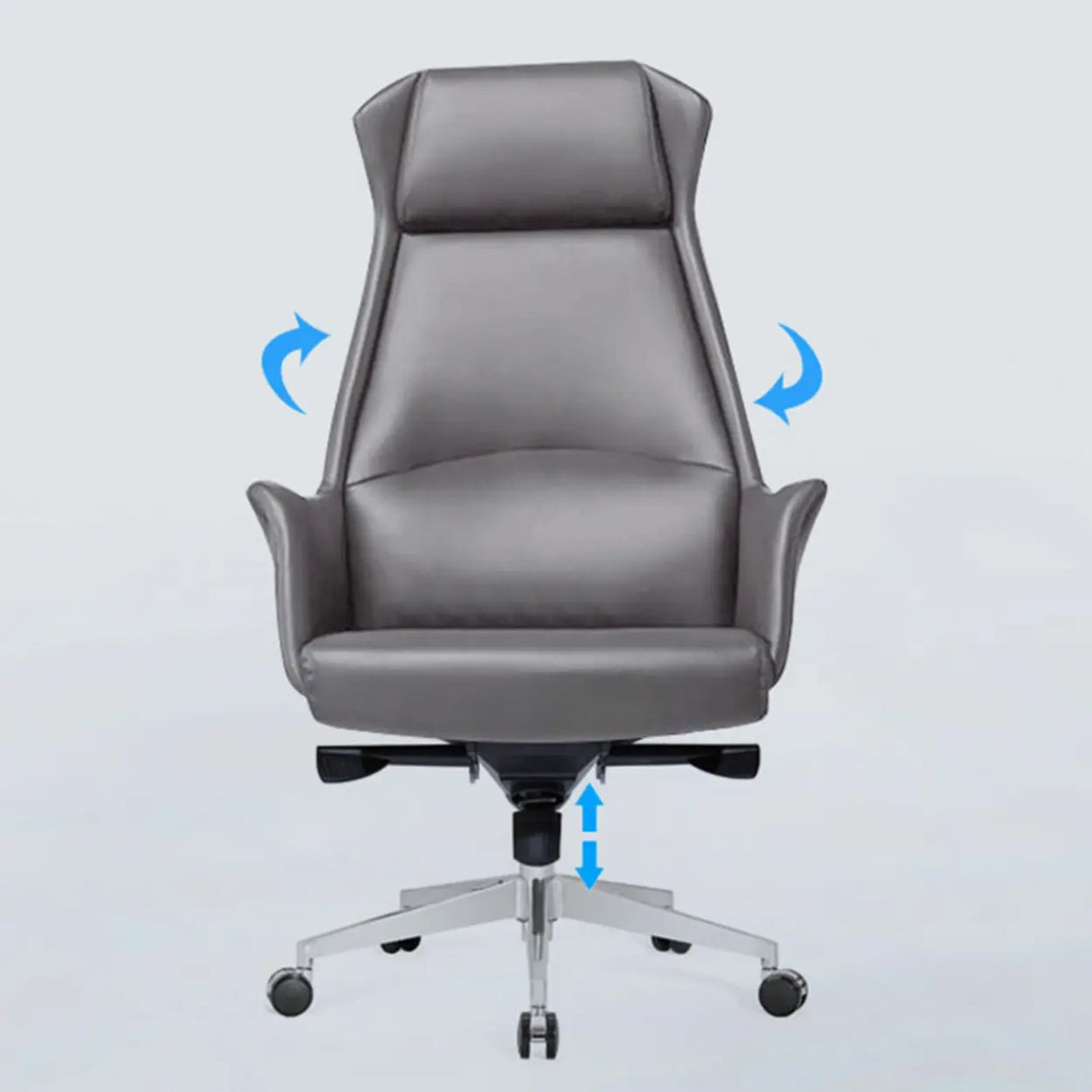 Ergonomic High-Back Leather Silver Frame Office Chair Image - 6