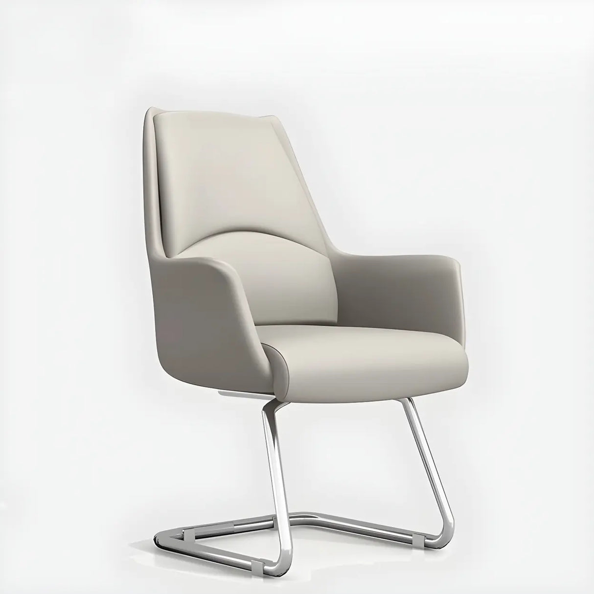 Ergonomic High-Back Leather Silver Frame Office Chair Image - 7