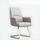 Ergonomic High-Back Leather Silver Frame Office Chair Image - 7