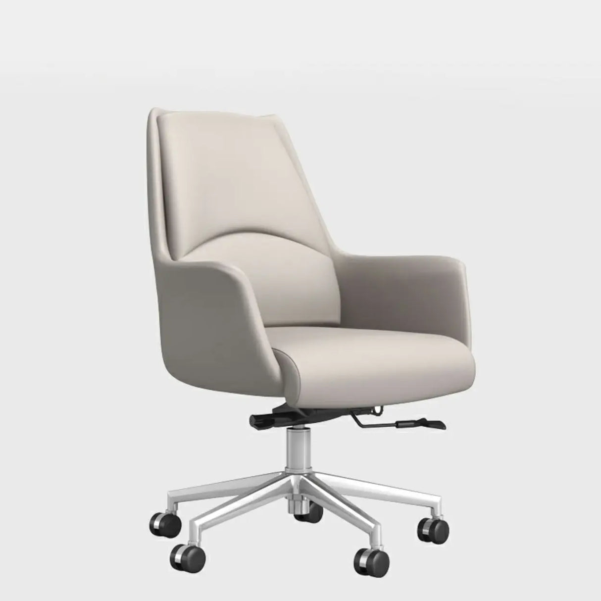 Ergonomic High-Back Leather Silver Frame Office Chair Image - 9