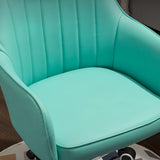 Ergonomic Leather Home Pink Compact Swivel Office Chair Image - 13